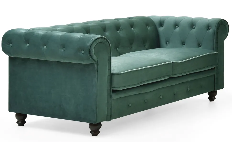 Grand canapé 2 places Chesterfield Velours Vert