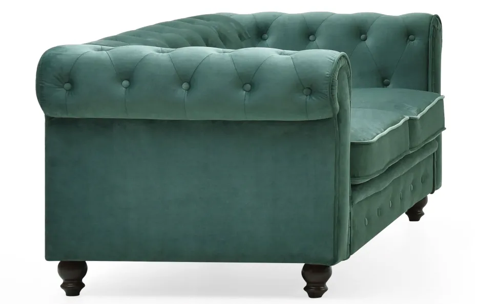 Grand canapé 2 places Chesterfield Velours Vert