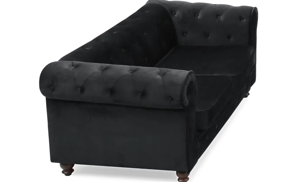 Grand canapé 2 places Chesterfield Velours Noir