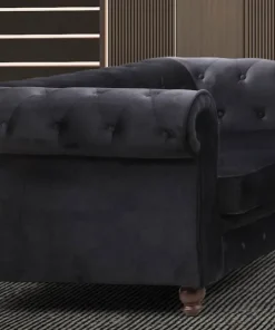 Grand canapé 2 places Chesterfield Velours Noir