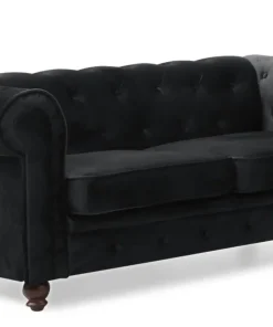 Grand canapé 2 places Chesterfield Velours Noir