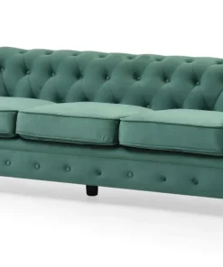 Grand canapé 3 places Chesterfield Velours Vert