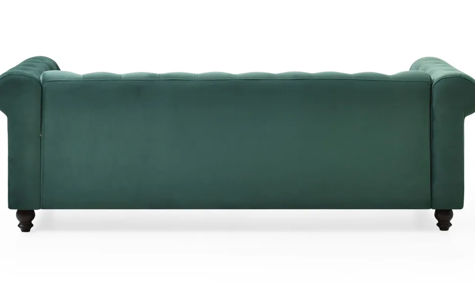 Grand canapé 3 places Chesterfield Velours Vert