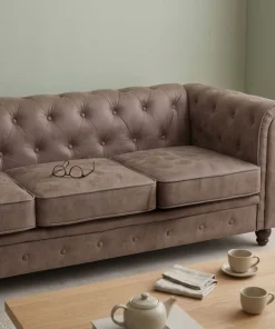 Grand canapé 3 places Chesterfield Vintage