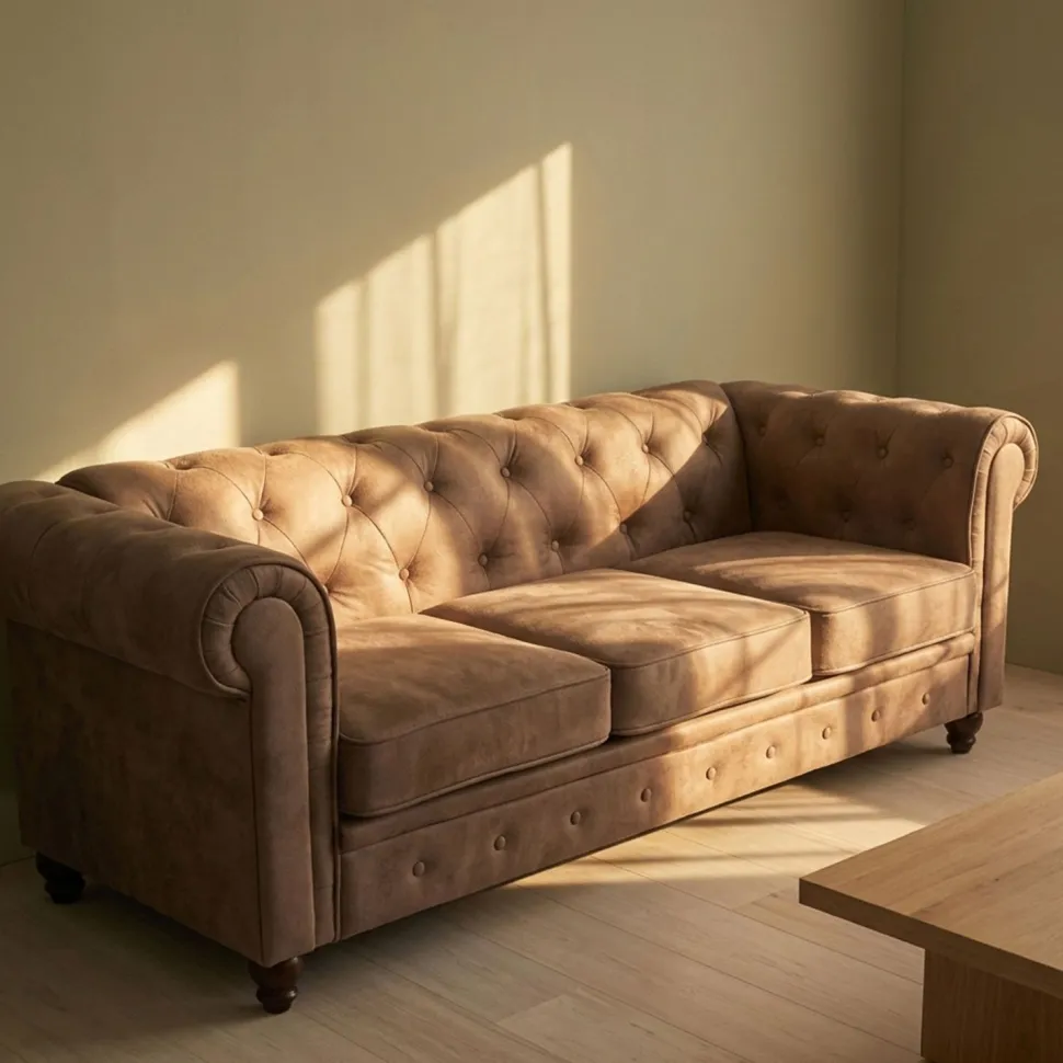 Grand canapé 3 places Chesterfield Vintage