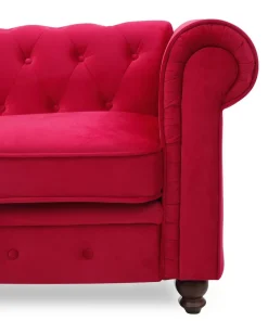 Grand canapé 2 places Chesterfield Velours Rouge