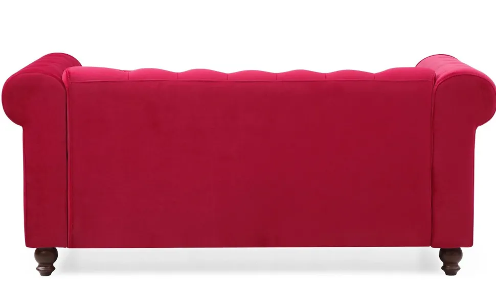 Grand canapé 2 places Chesterfield Velours Rouge