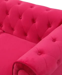 Grand canapé 2 places Chesterfield Velours Rouge