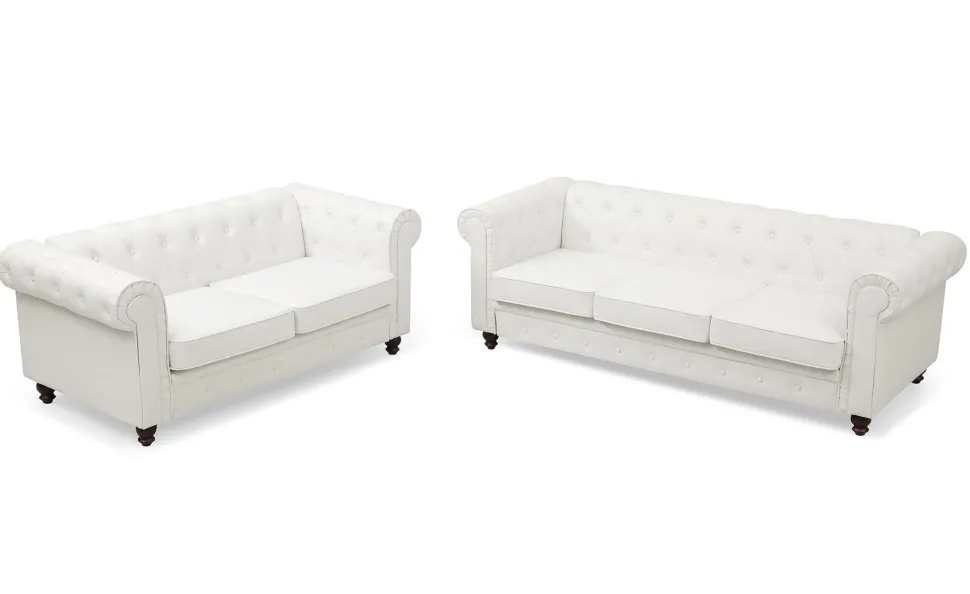 Grand canapé 3 places Chesterfield Blanc