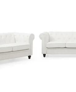 Grand canapé 3 places Chesterfield Blanc