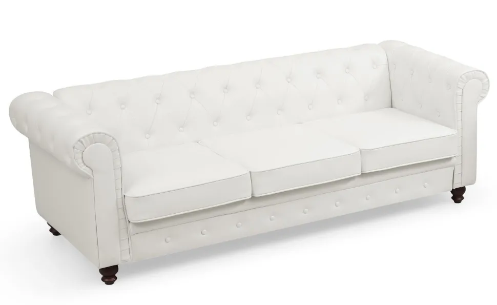 Grand canapé 3 places Chesterfield Blanc