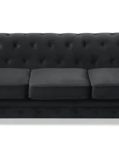 Grand canapé 3 places Chesterfield Velours Noir