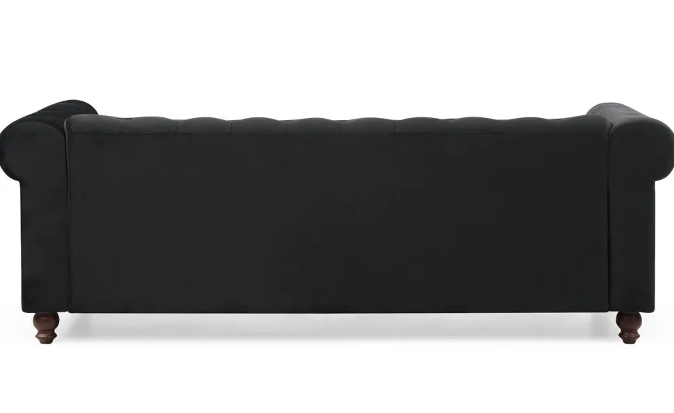 Grand canapé 3 places Chesterfield Velours Noir