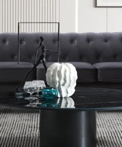 Grand canapé 3 places Chesterfield Velours Noir