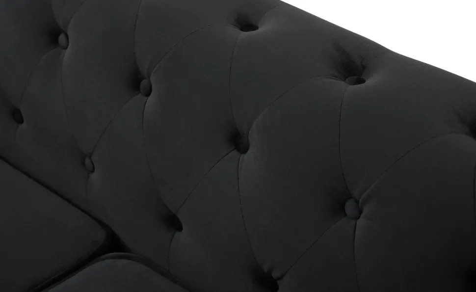 Grand canapé 3 places Chesterfield Velours Noir