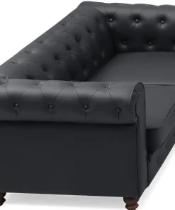 Grand canapé 2 places Chesterfield Noir
