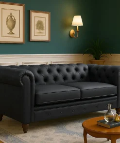 Grand canapé 2 places Chesterfield Noir