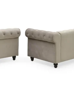 Grand canapé 3 places Chesterfield Velours Taupe