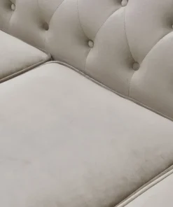 Grand canapé 3 places Chesterfield Velours Taupe