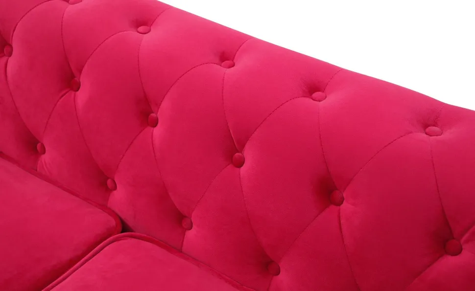 Grand canapé 3 places Chesterfield Velours Rouge