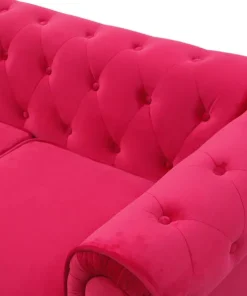 Grand canapé 3 places Chesterfield Velours Rouge