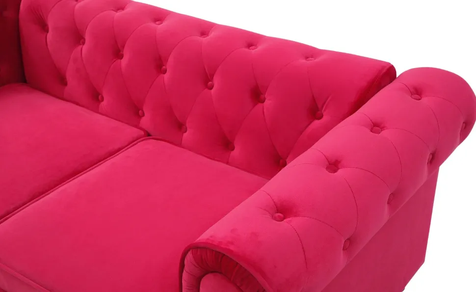 Grand canapé 3 places Chesterfield Velours Rouge
