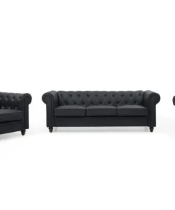 Grand canapé 3 places Chesterfield Noir