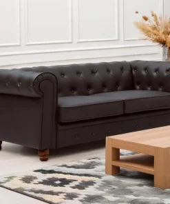 Grand canapé 2 places Chesterfield Marron