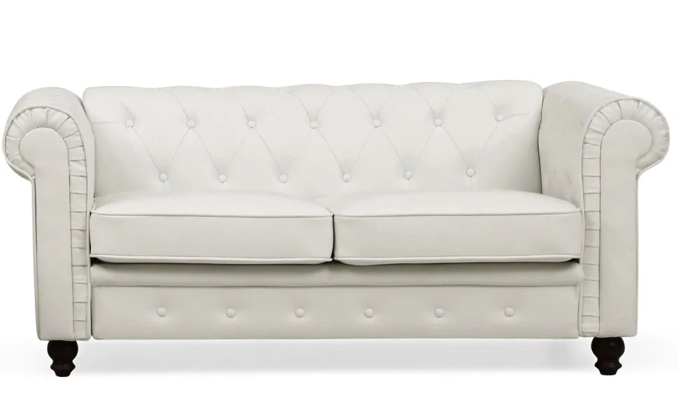Grand canapé 2 places Chesterfield Blanc