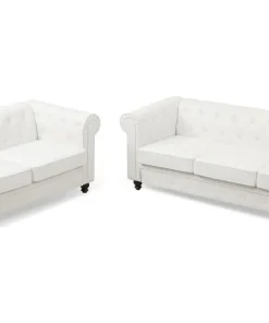 Grand canapé 2 places Chesterfield Blanc