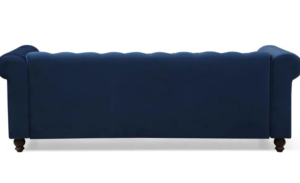 Grand canapé 3 places Chesterfield Velours Bleu
