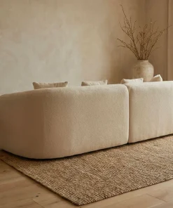 Grand canapé incurvé 5 places Harmonia Tissu teddy Beige