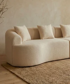Grand canapé incurvé 5 places Harmonia Tissu teddy Beige