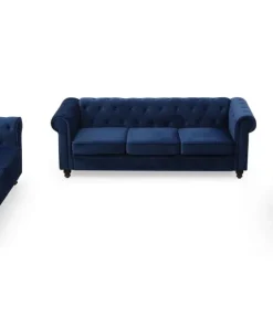 Grand fauteuil Chesterfield Velours Bleu