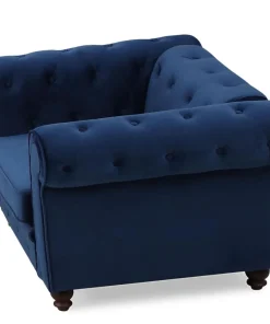 Grand fauteuil Chesterfield Velours Bleu