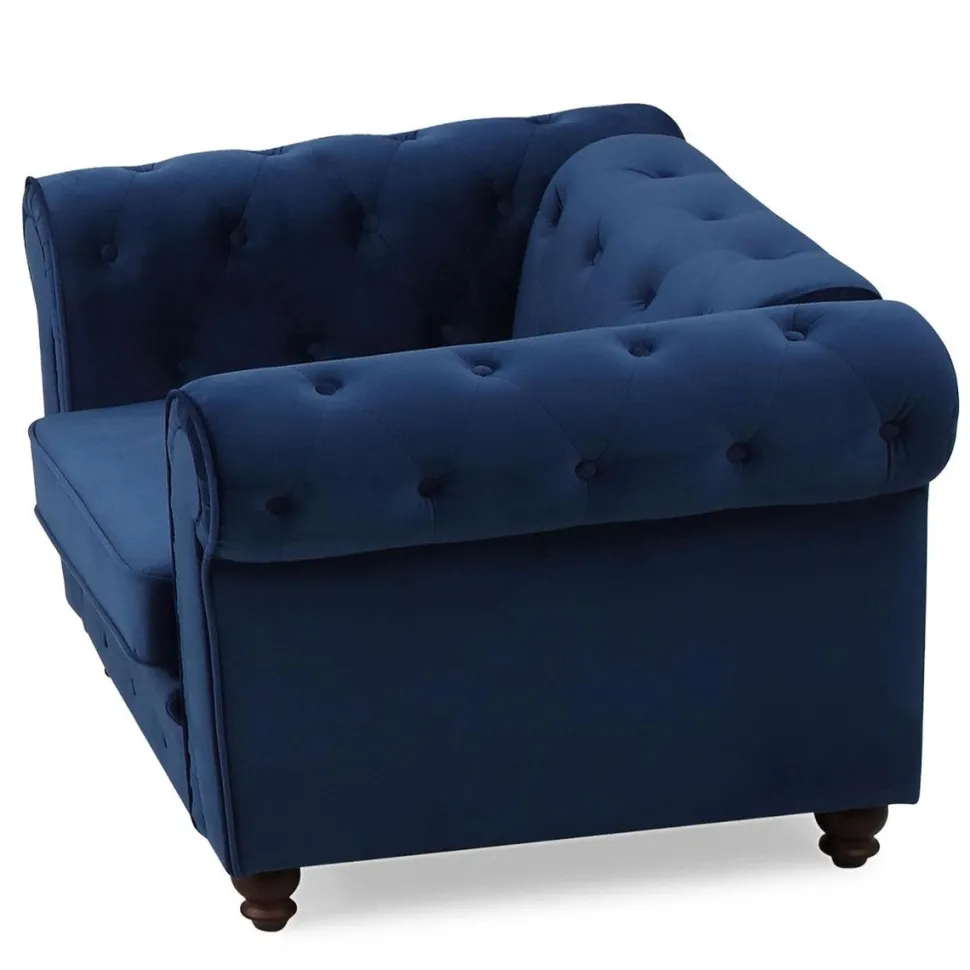 Grand fauteuil Chesterfield Velours Bleu