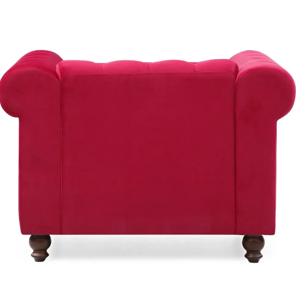Grand fauteuil Chesterfield velours Rouge