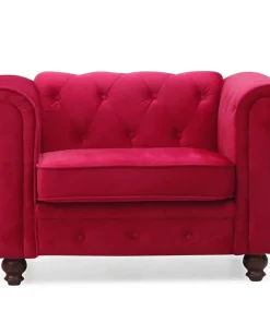 Grand fauteuil Chesterfield velours Rouge