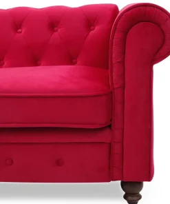 Grand fauteuil Chesterfield velours Rouge