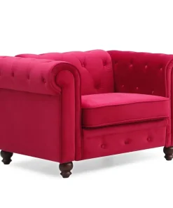 Grand fauteuil Chesterfield velours Rouge