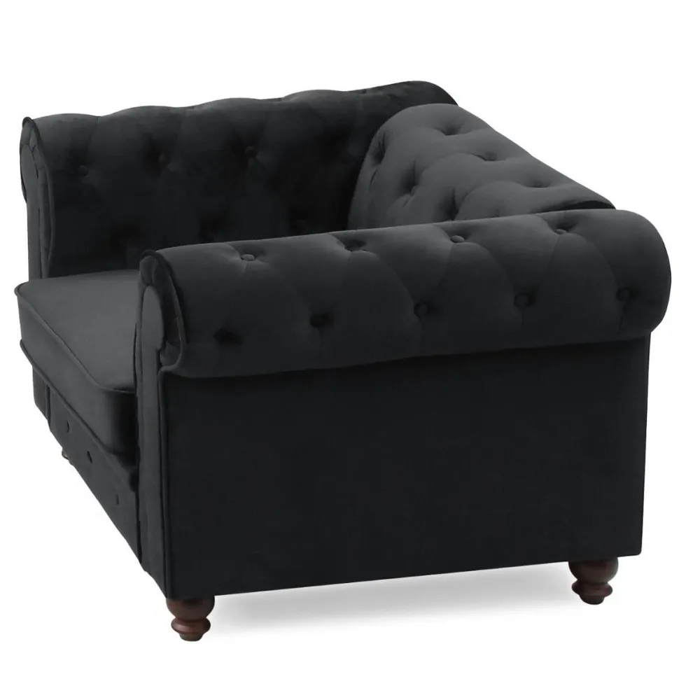 Grand fauteuil Chesterfield velours Noir