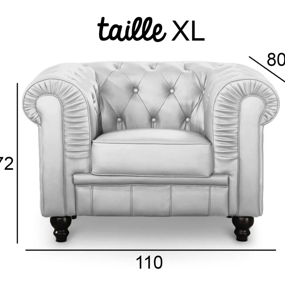 Grand fauteuil Chesterfield Argent