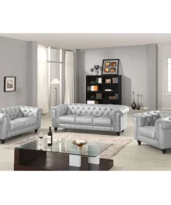 Grand fauteuil Chesterfield Argent