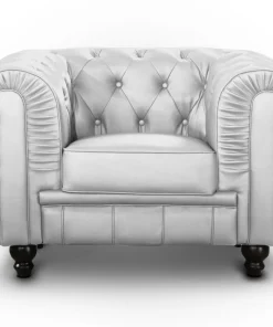 Grand fauteuil Chesterfield Argent