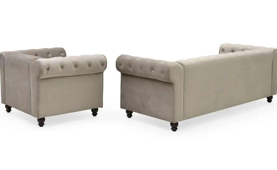 Grand fauteuil Chesterfield velours Taupe