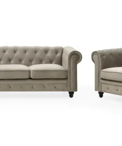 Grand fauteuil Chesterfield velours Taupe