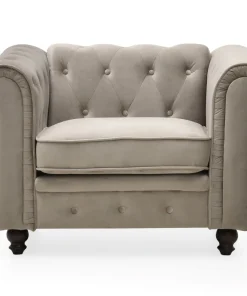 Grand fauteuil Chesterfield velours Taupe