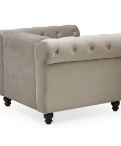 Grand fauteuil Chesterfield velours Taupe