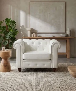 Grand fauteuil Chesterfield Blanc
