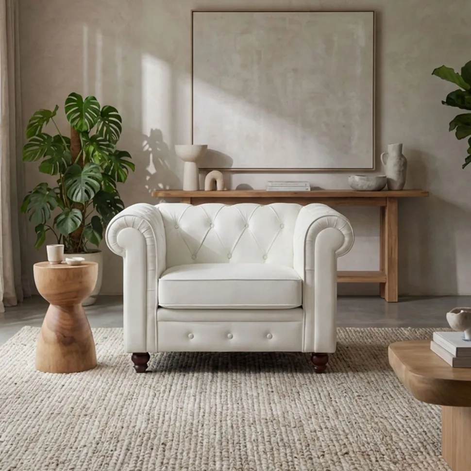 Grand fauteuil Chesterfield Blanc